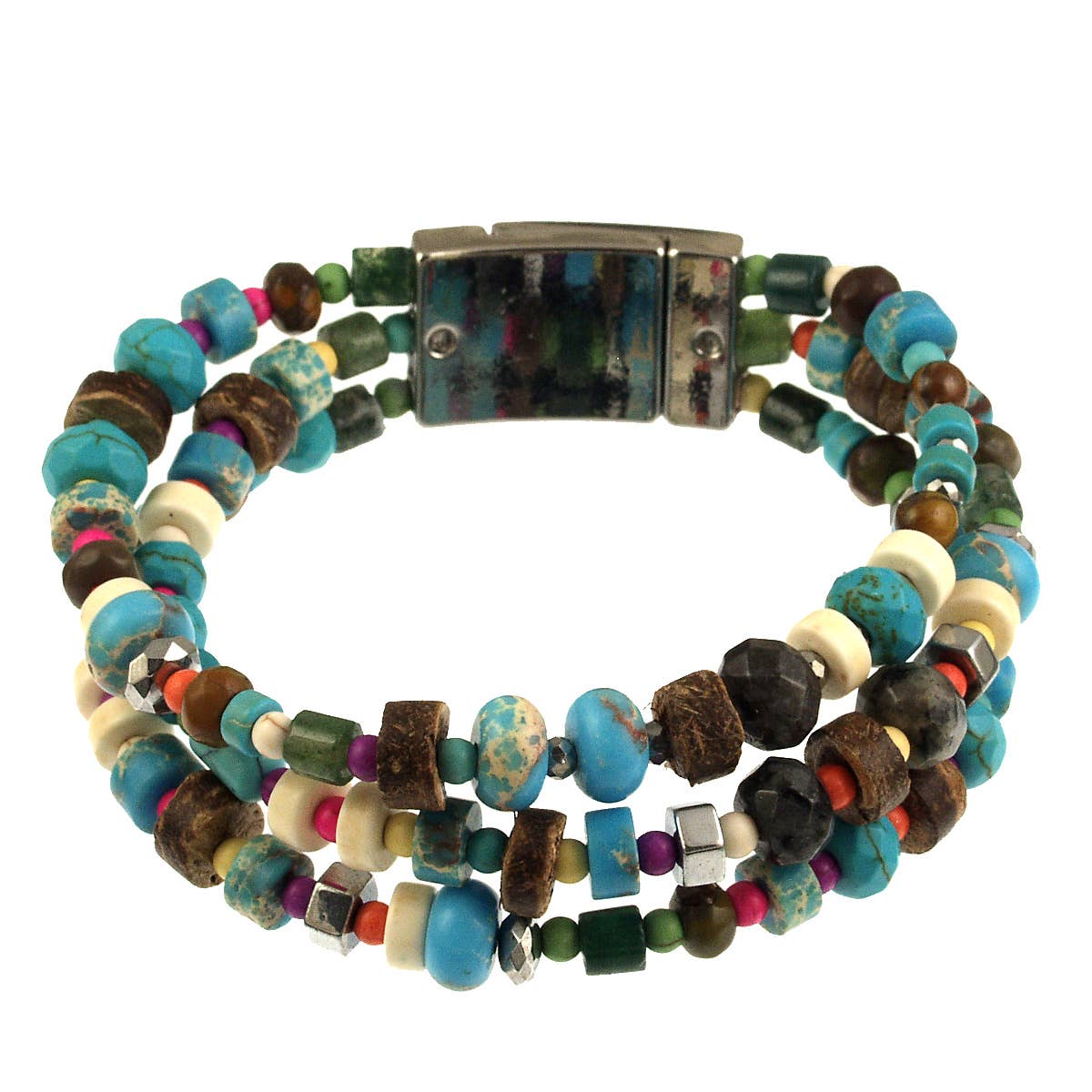 Turquoise beaded Bracelet with magnetic closure
