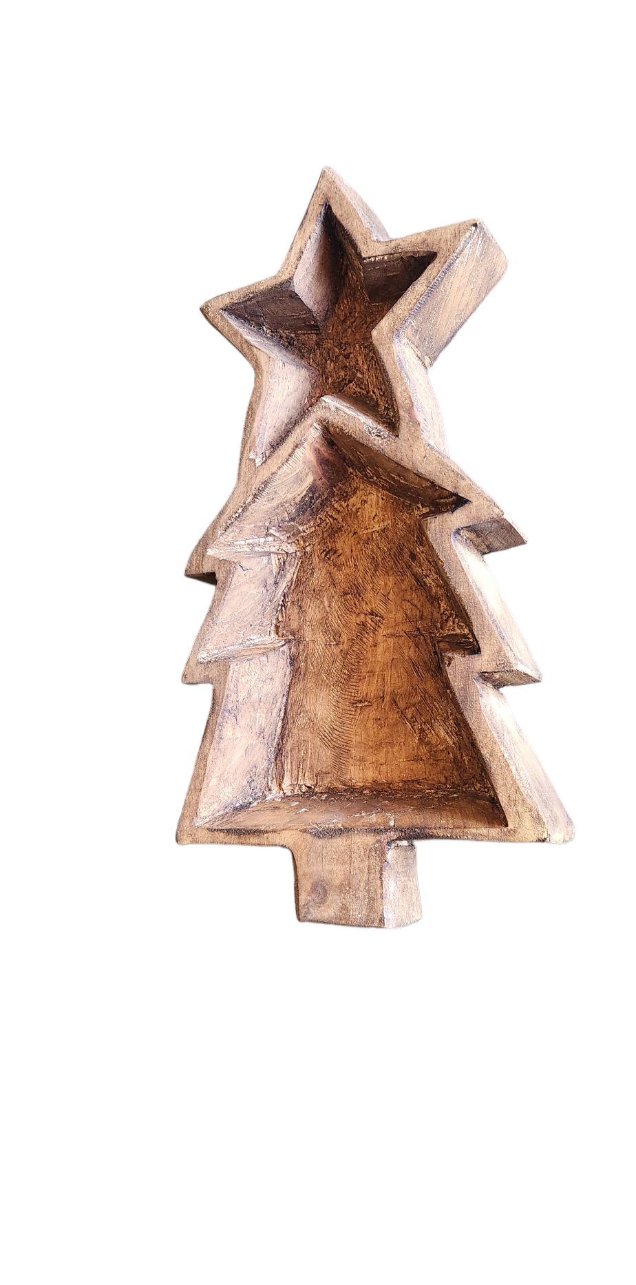 Large Christmas tree with star wood bowl