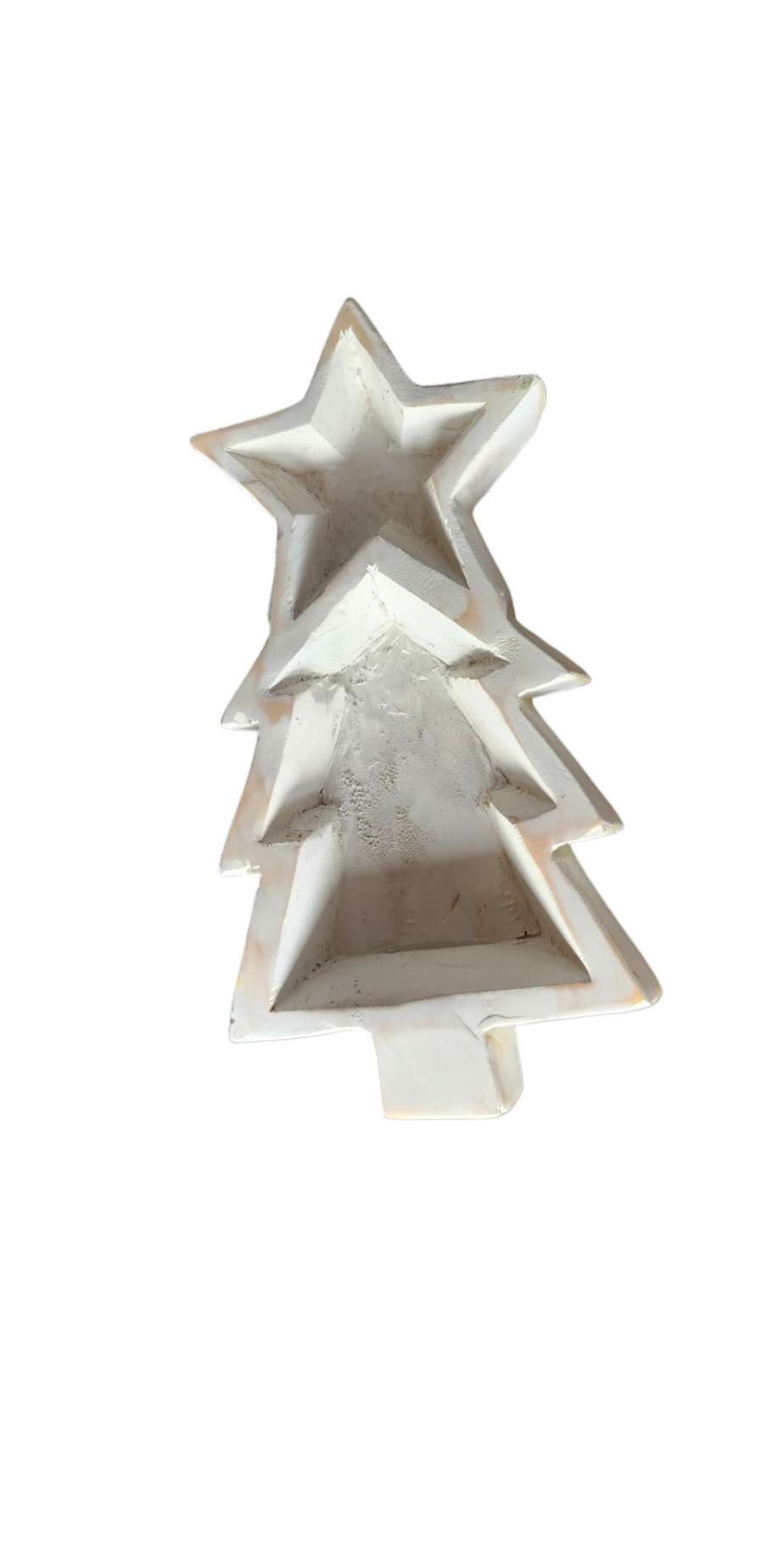 Large Christmas tree with star wood bowl