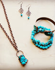 Blue Turquoise Ring set in Antique Copper 012w