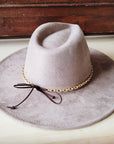 Matte Gold Chain Hat Band w/ Leather Tie 987i