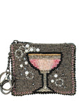 Mary Frances Pink Champagne Beaded Coin Purse/Key Fob