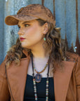 Copper Arrow Earrings w/ Genuine Aqua Terra Beads 225p