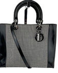 Dior Large Lady Black Patent Leather and Canvas Handbag