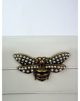 Gucci Queen Margaret Bee Wallet on a Chain Mystic White Clutch