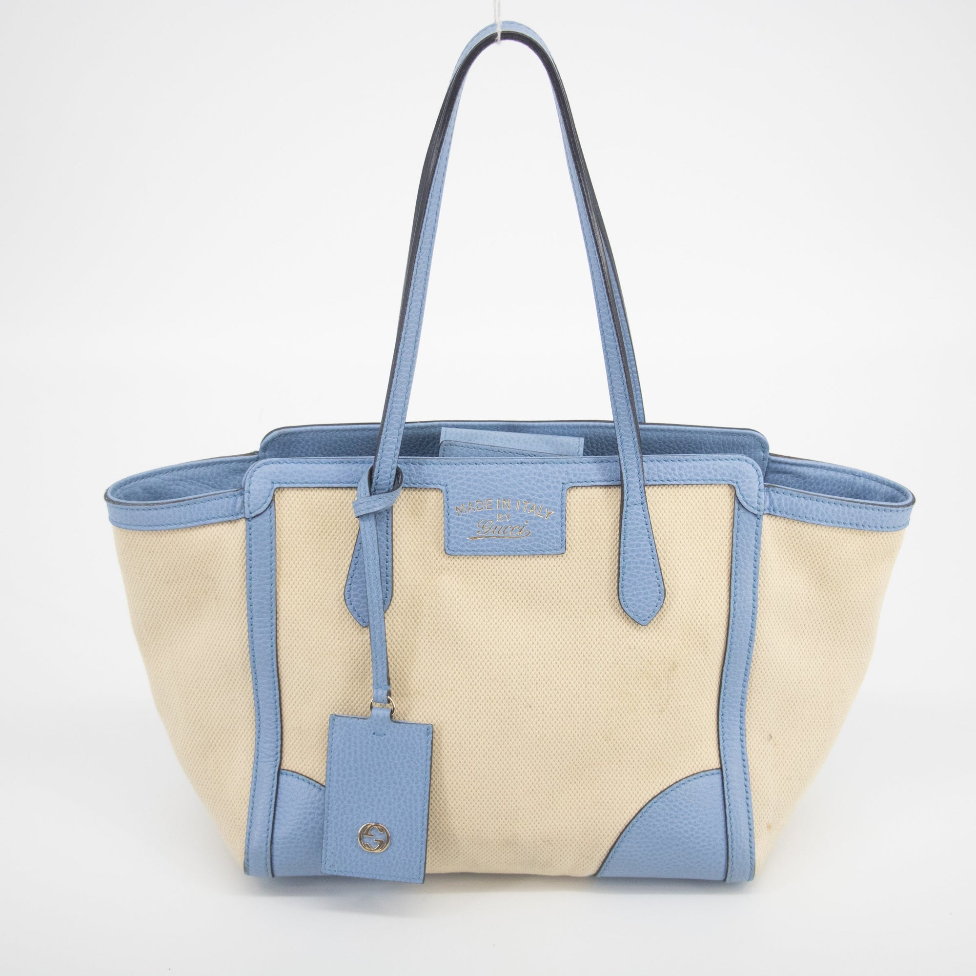 Gucci Beige x Brown Canvas Swing Tote - 