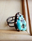 Blue Turquoise Ring set in Antique Copper 012w