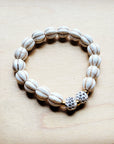 **White Turquoise Melon Beaded Stretch Bracelet 809h