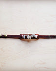 Genuine Leather Narrow Cuff with Aqua Terra Stones 005f