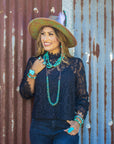 Turquoise Disc Necklace w/ Leather Ties 261x