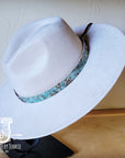 Turquoise Metallic Embossed Leather Hat Band Only 950q