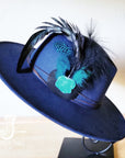 **Boho Western Felt Hat w/ Choice of Hatband- Navy 990a