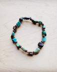 Genuine HuBei Natural Turquoise Beaded Bracelet w/ Copper 810g