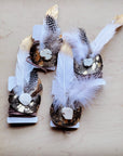 White/Gold Feather w/ Brown Metallic Hat Band (Band Only) 983k
