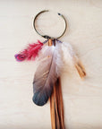 Boho Western Boot Bling Charm with Leather Fringe & Red Feather 500g