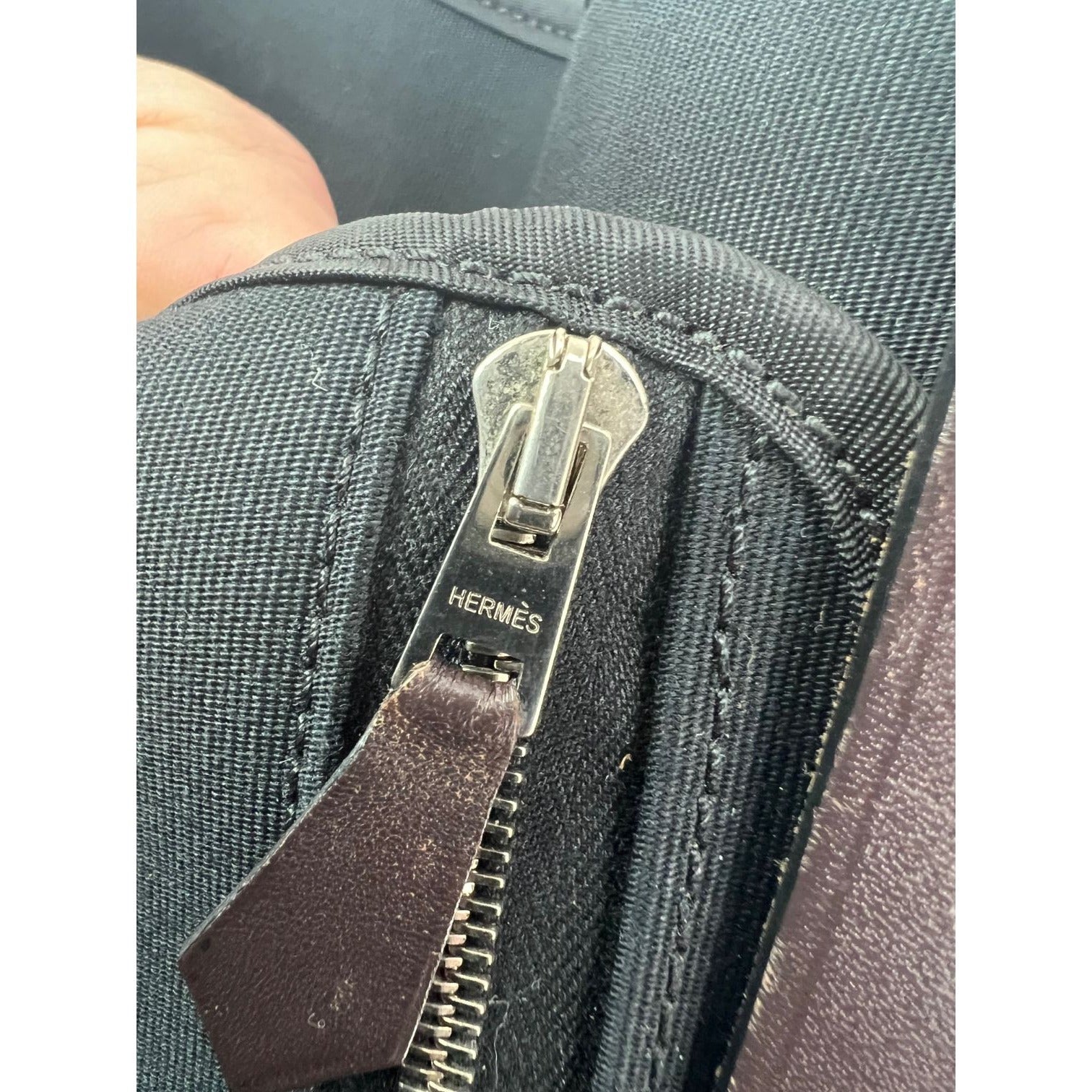 HERMÈS Toile Vache Hunter Herbag Zip 31 PM Black Ebene Shoulder Bag
