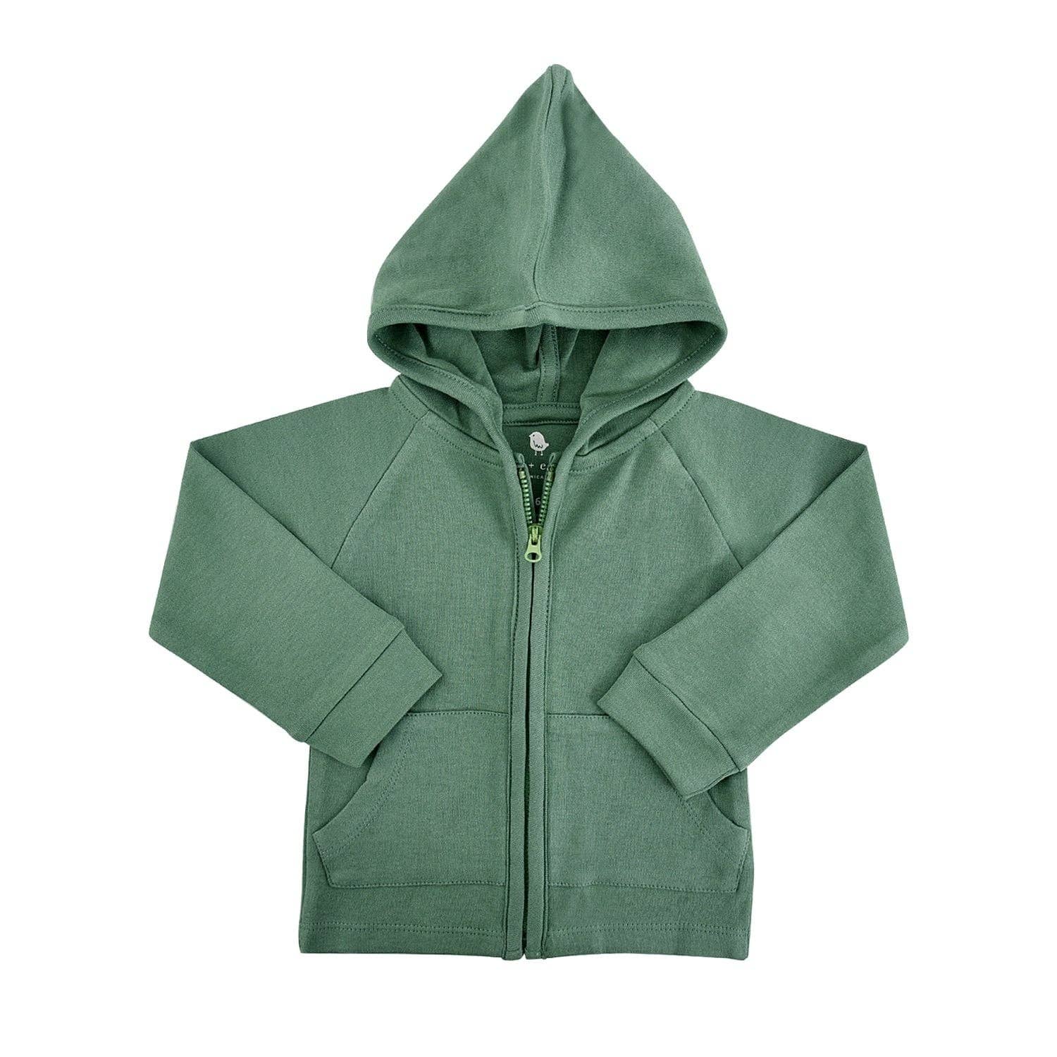 finn + emma Organic Cotton Pine Green Hoodie