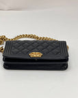 Chanel Caviar Quilted Mini Boy Clutch Wallet on a Chain Black