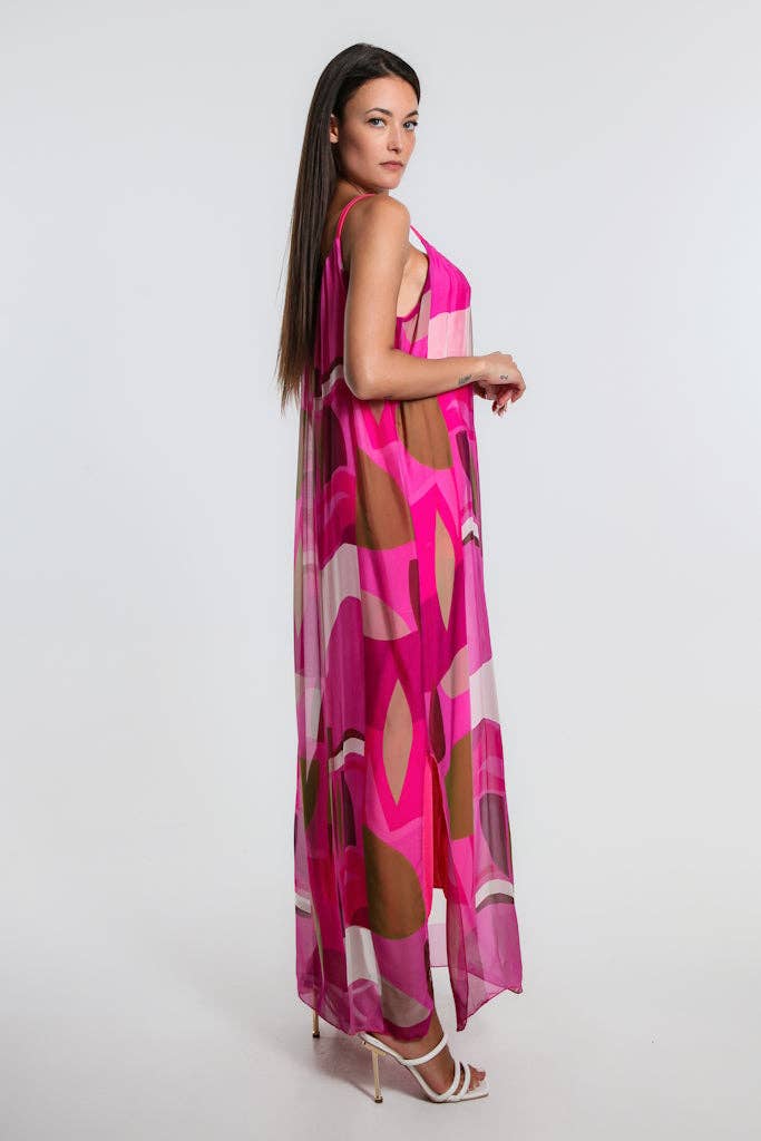 Marla Funky Geo Silk Maxi Dress