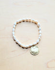 Freshwater Pearl Bracelet with Matte Gold Coin 804m