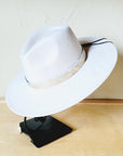 **Cream & Gold Metallic Leather Hat Band Only 984e