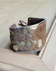 **Wide Leather Cuff w/ Adjustable Tie-Dark Metallic 001oh
