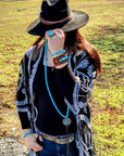 Chunky Blue Turquoise Nugget Bracelet 801e