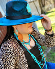 Blue Turquoise Collar-Length Necklace w/ Indian Buffalo Coin 114E