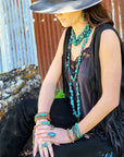 Natural Turquoise Chunk Statement Cuff Ring 012v