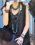 African Turquoise Beaded Stretch Bracelet 805n