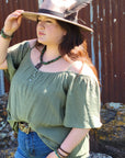 **Natural Turquoise Collar Necklace w/ Indian Head Pendant 259n