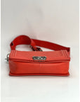 CHANEL Lambskin Quilted Medium Boy Red Flap Bag