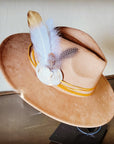 Boho Western Hat w/ Choice of Feather Hat Band-Tan 982f