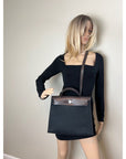 HERMÈS Toile Vache Hunter Herbag Zip 31 PM Black Ebene Shoulder Bag