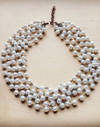 Five Strand Glass Pearl Collar-Length Necklace 257h