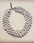 Five Strand Glass Pearl Collar-Length Necklace 257h