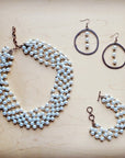 Five Strand Glass Pearl Collar-Length Necklace 257h