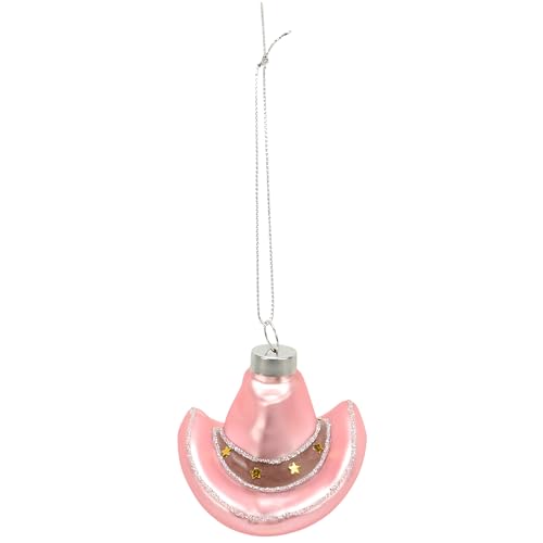 Glass Pink Cowgirl Hat Ornament
