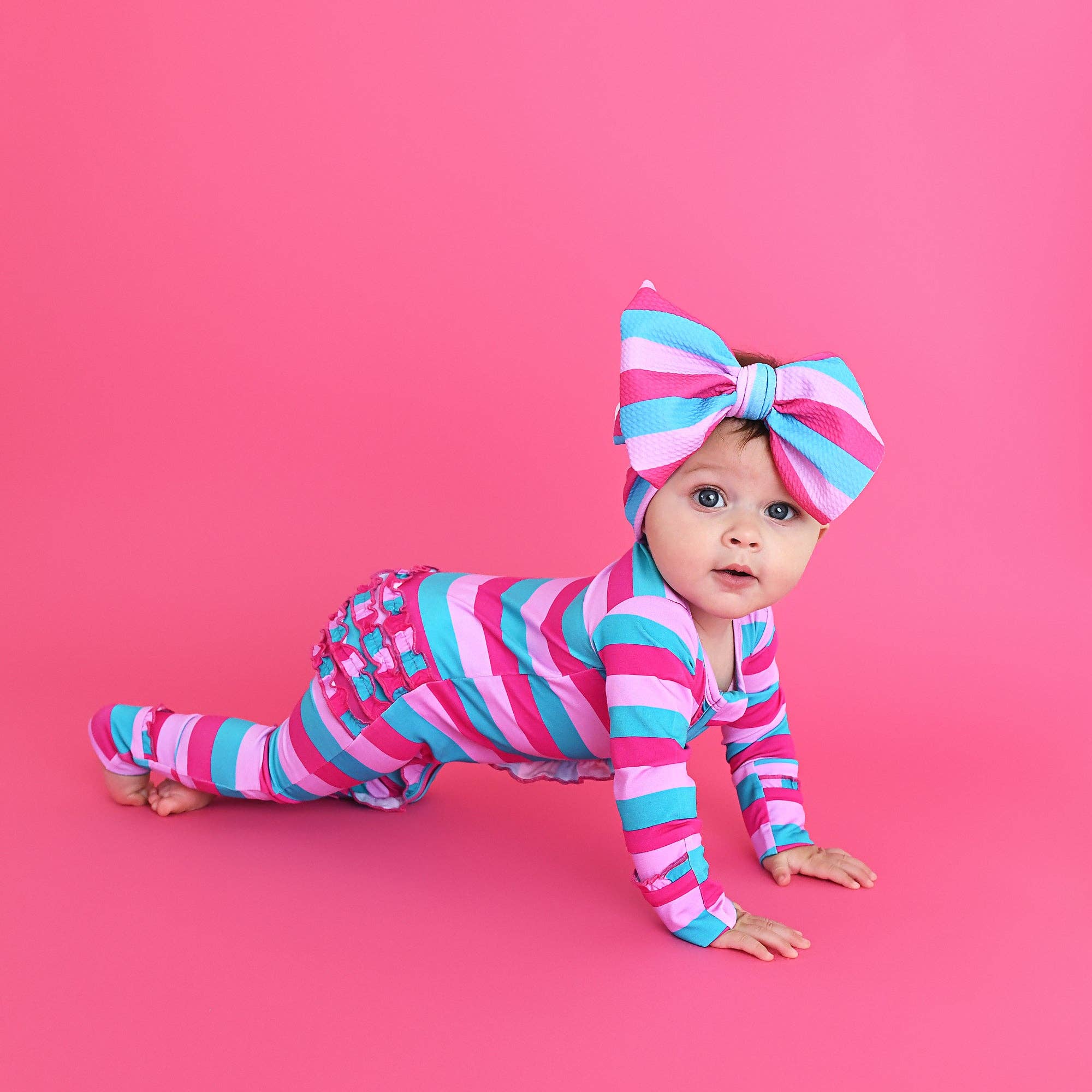 Maddie Stripe Ruffle Zip Bamboo Valentines Day