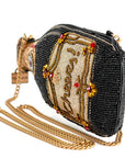 Mary Frances Vintage Wine Beaded Crossbody Handbag