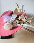 Boho Western Wedding Floral & Feather Bridal Hat in Rust 984i