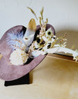 Boho Western Wedding Floral & Feather Bridal Hat in Brown 984m