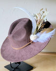 Boho Western Wedding Floral & Feather Bridsmaid Hat in Brown 984n