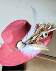 Boho Western Wedding Floral & Feather Bridsmaid Hat in Rust 984q