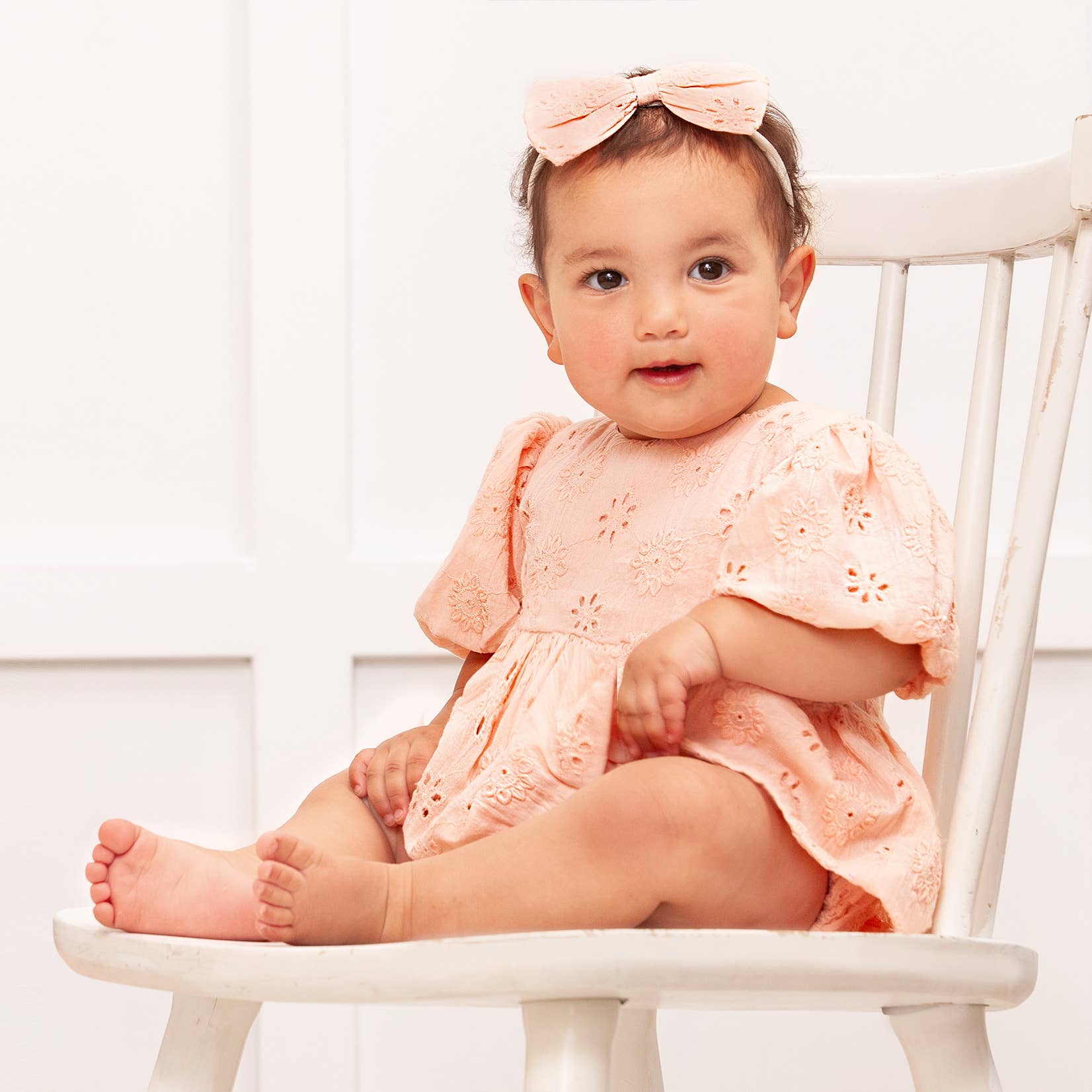 Tesa Babe Pink Eyelet Cotton Skirted Bodysuit