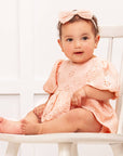 Tesa Babe Pink Eyelet Cotton Skirted Bodysuit