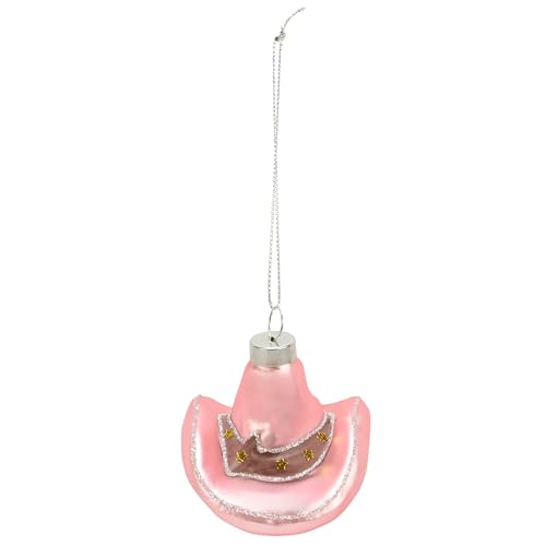 Glass Pink Cowgirl Hat Ornament