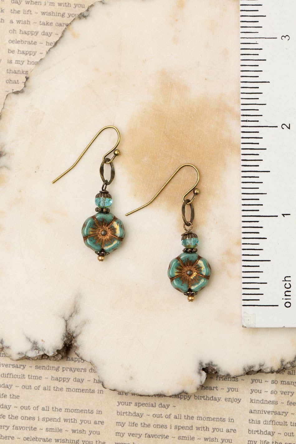 Czech Glass Flower Dangle Earrings