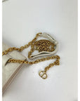 Christian Dior Caro Cannage White Leather Belt Bag Clutch