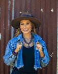 Western Copper Hoop Earrings w/ Blue Lapis Beads 225w